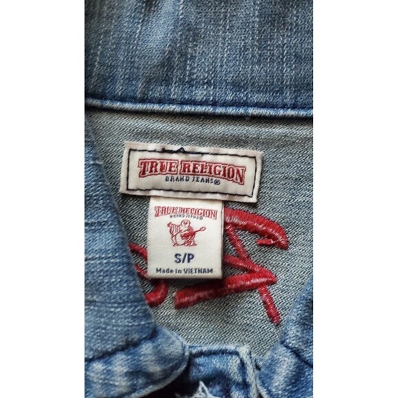 True Religion Jimmy Blue Denim Jean Trucker Jacket Womens Size Small - Picture 6 of 12